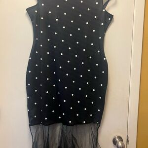 Elegant Black and White Polka Dot Mini Dress